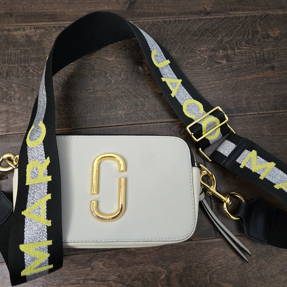 Marc Jacobs Tan And Pink Snapshot Crossbody Bag